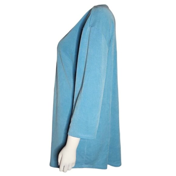 SEGMENTS Canada Solid All Blue 3/4 Sleeve Pullover Ribbed Top Womens Size XXL - Picture 2 of 7
